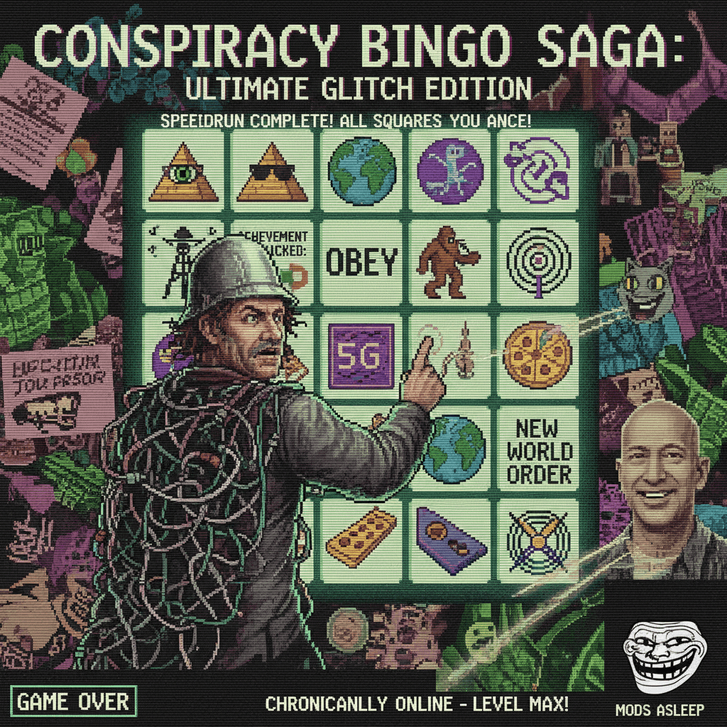 Conspiracy theorist speedrun: hits every bingo square at once