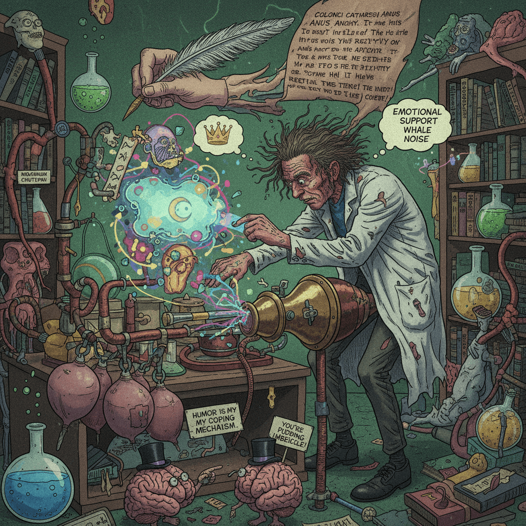 personality prosthesis via rectal route: peak unhinged medical wordplay