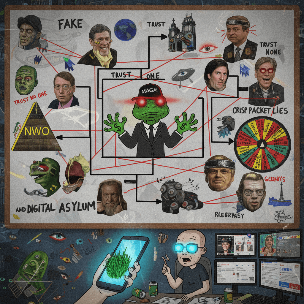 Unhinged political flowchart hits different when you add lizard-people energy
