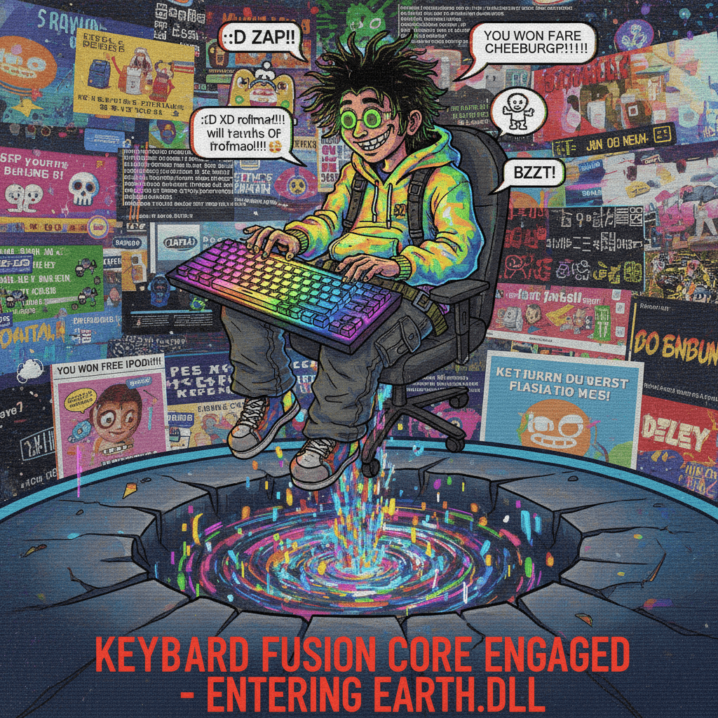 Man is literally vibrating into the earth via keyboard