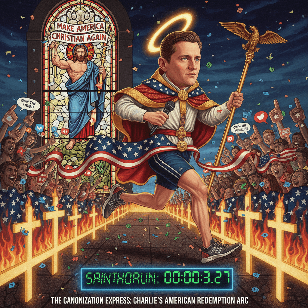 Charlie Kirk is now a saint, apparently—sainthood speedrun any%