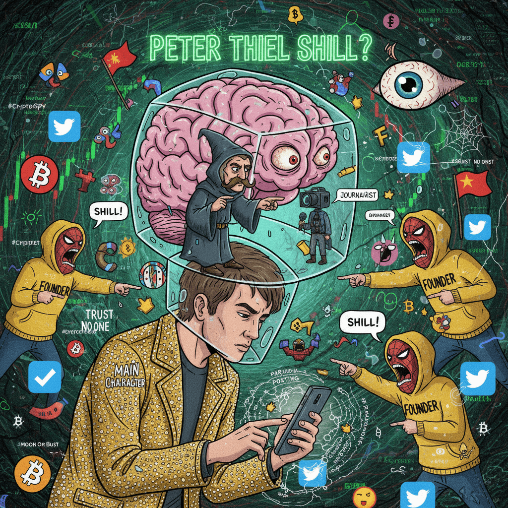 Founders see journalist, brain goes 'Peter Thiel shill' - peak crypto paranoia