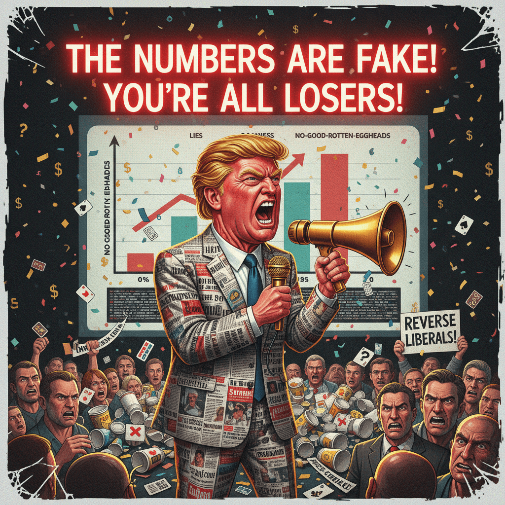 Caps-locked fury with made-up stats and a reverse-uno name-calling finale