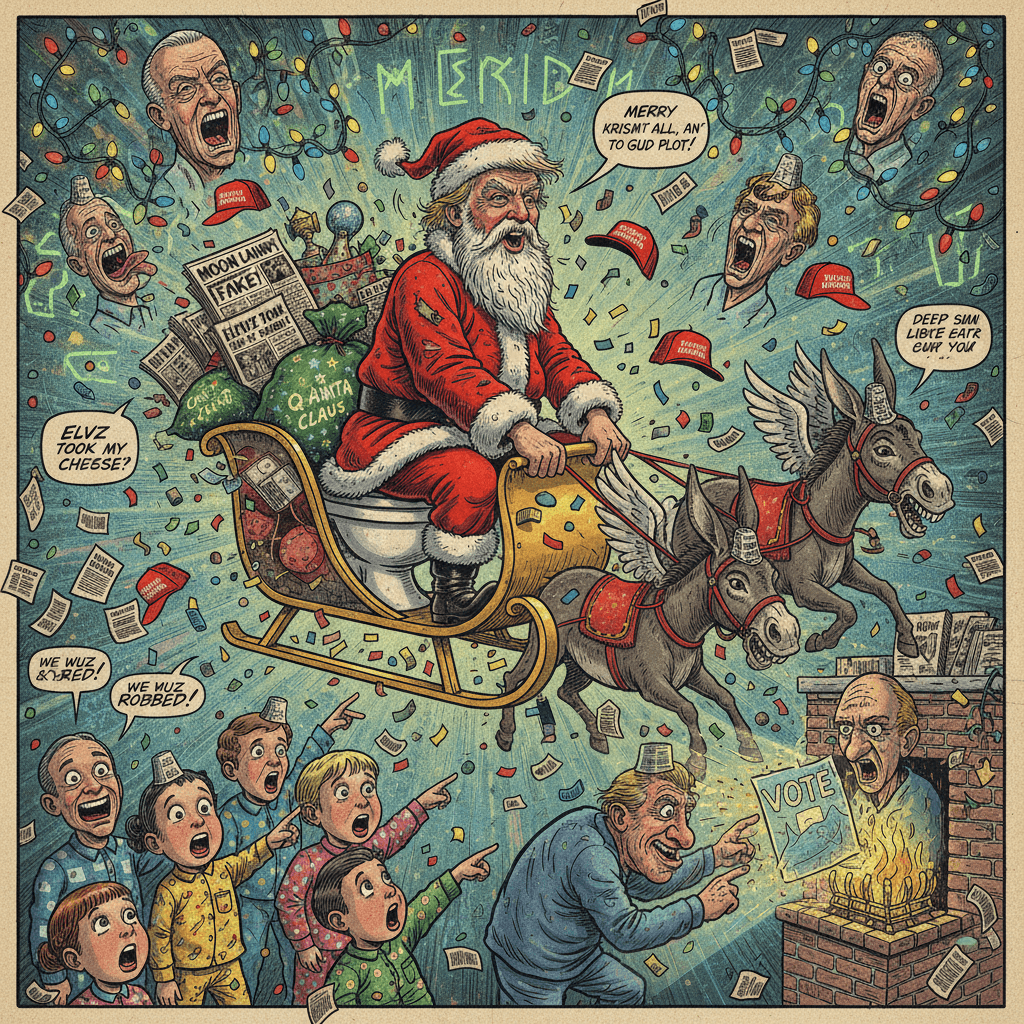 Night Before Christmas but make it unhinged political fanfic with phonetic dialect