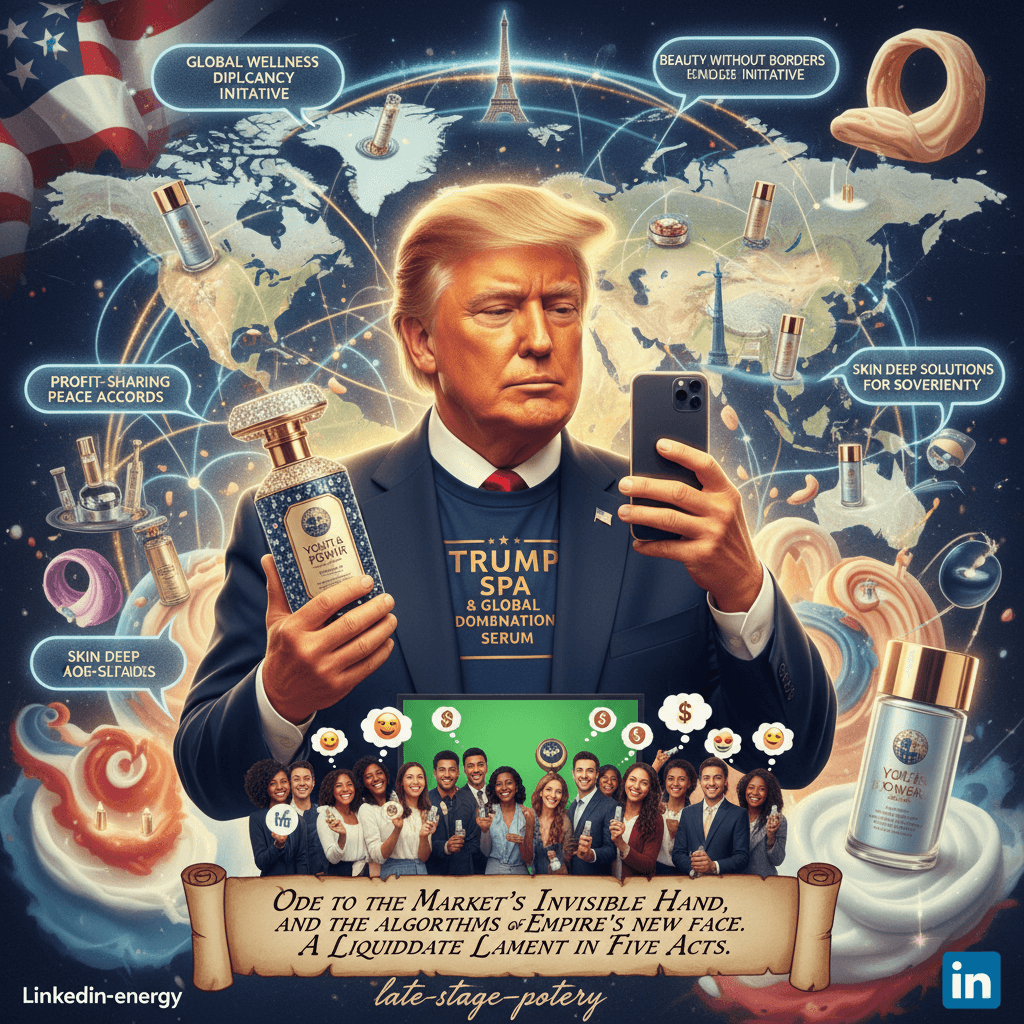 skincare MLM meets geopolitics: a fever dream nobody asked for