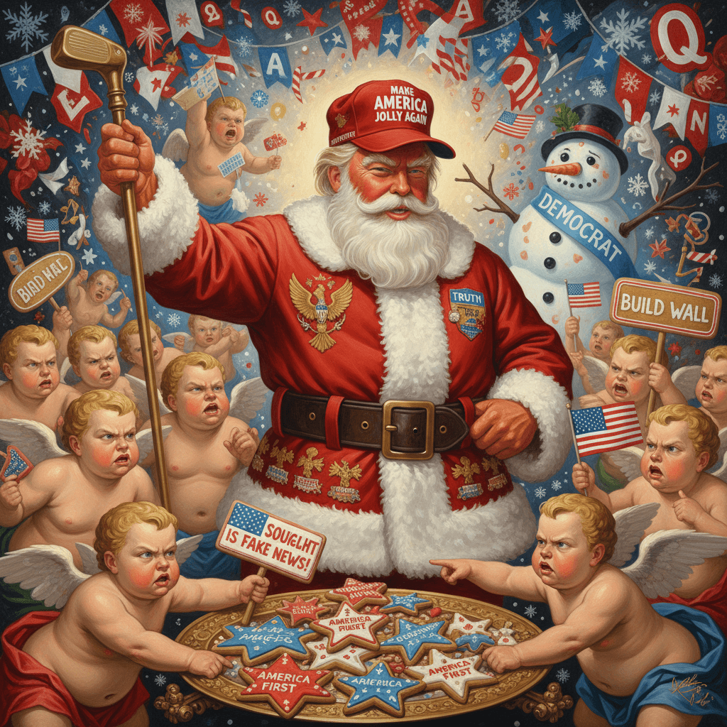 Santa gets the Trump treatment: heavy-handed cherub commentary
