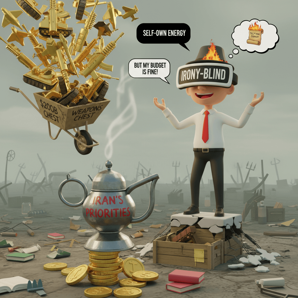 guy criticizes Iran's priorities while asking for $200B in weapons