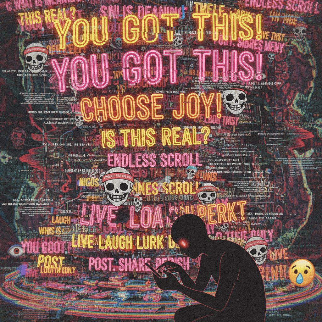 toxic-positivity meets existential dread in a fever dream text wall