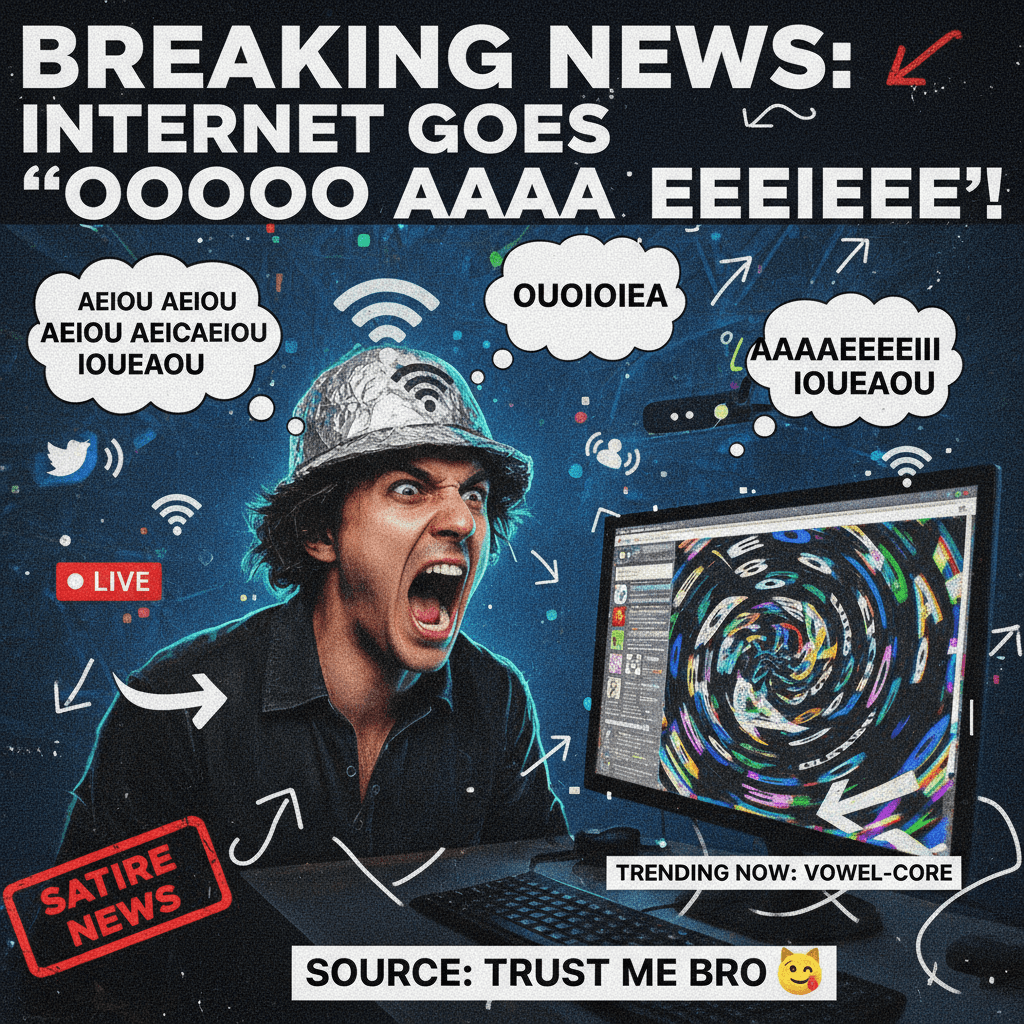 Breaking: Local internet speaks only in vowel salad, refuses to elaborate