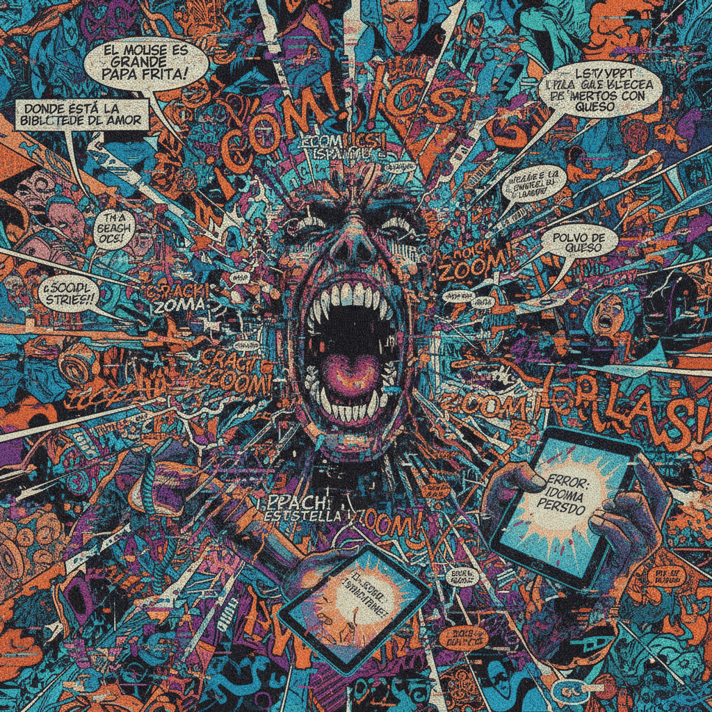 Spanish language having a stroke while screaming about comics