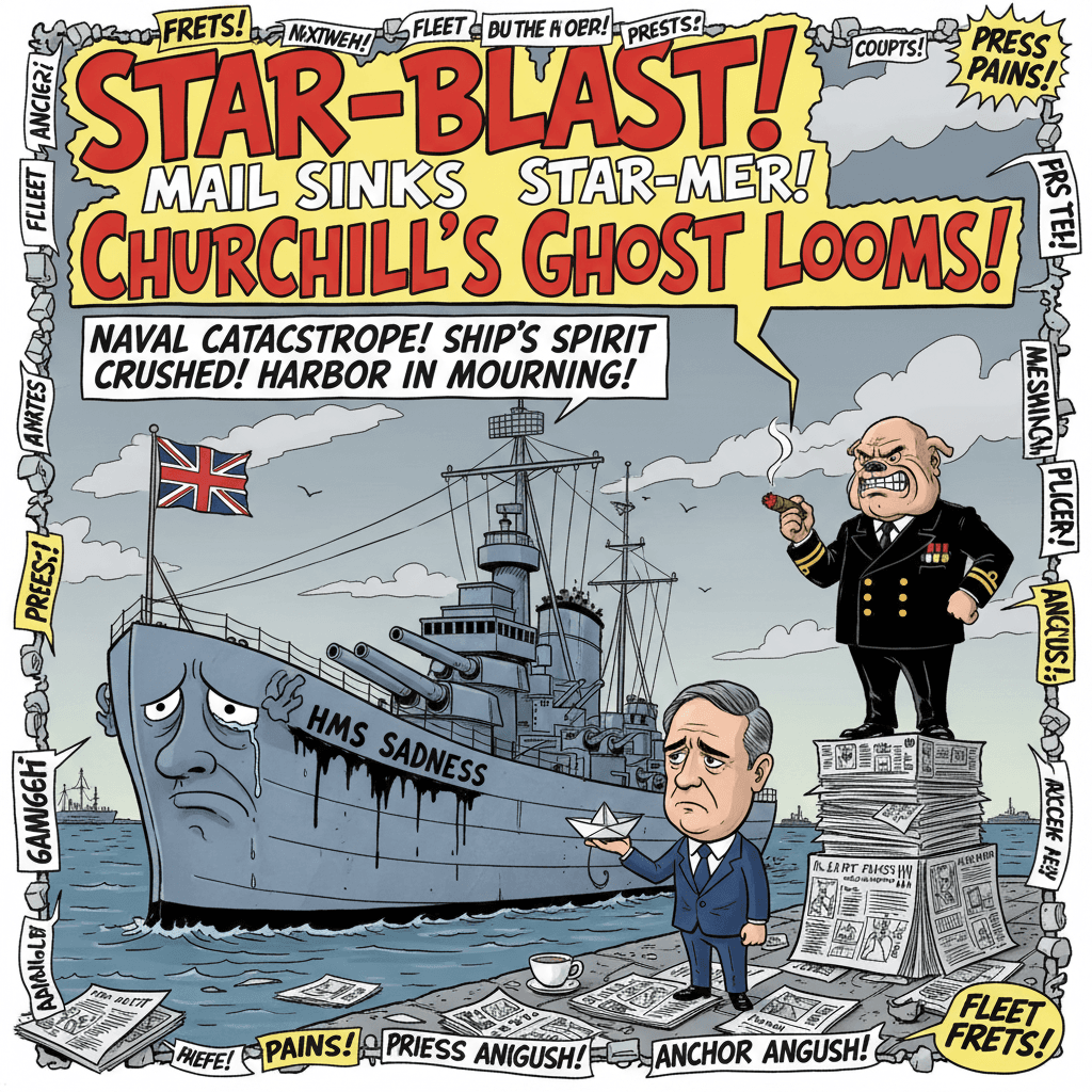 Daily Mail compares Starmer unfavorably to Churchill; Navy ship sad in harbor