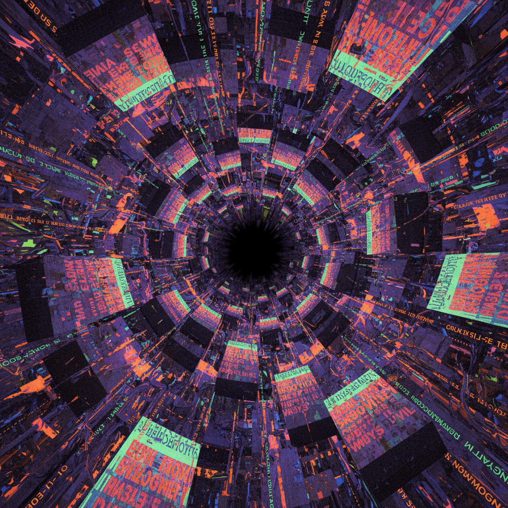 Peak spam meets concrete poetry, somehow both incomprehensible and hypnotic