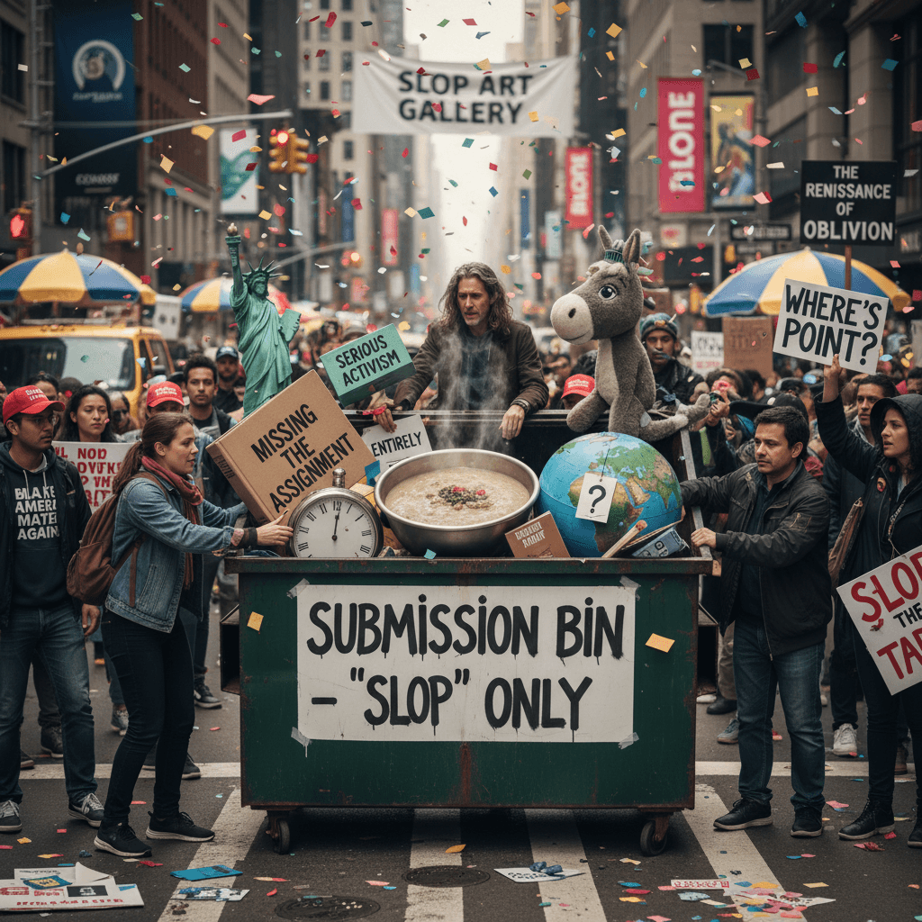 Serious activism gets submitted as 'slop' - missing the assignment entirely