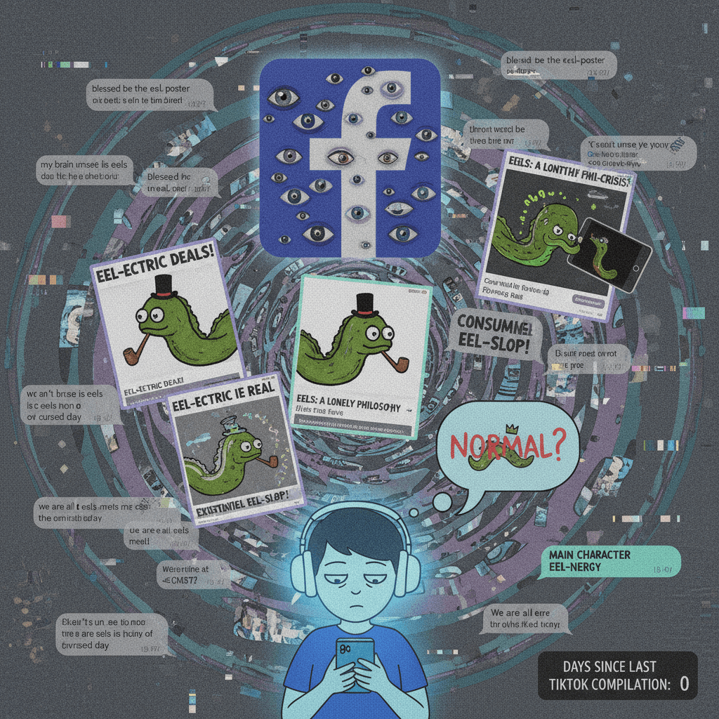 Facebook watching us screenshot fake ads about eels, very normal