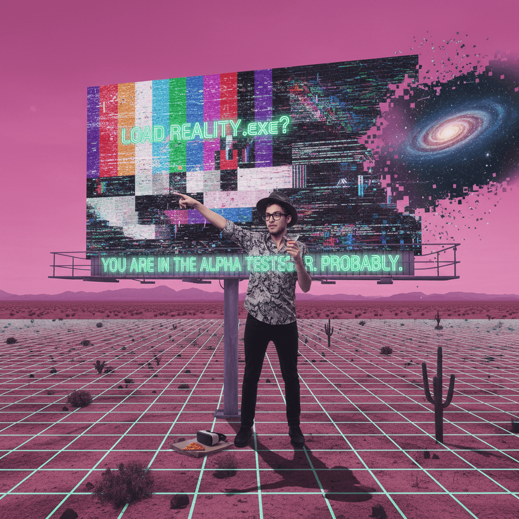 drunk-intern-energy: simulation hypothesis meets test pattern billboard