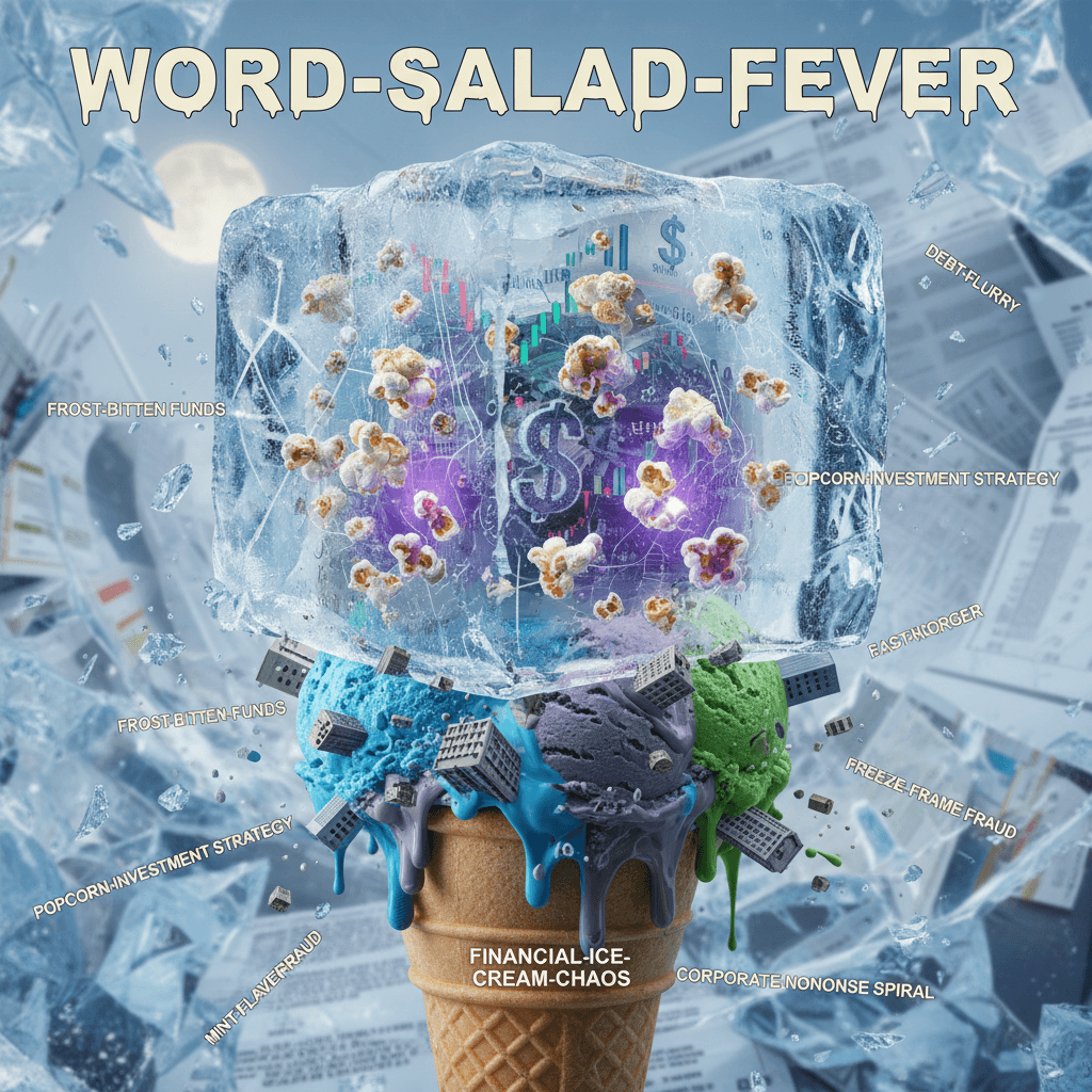 Freezer-burned financial discourse with mysterious popcorn undertones