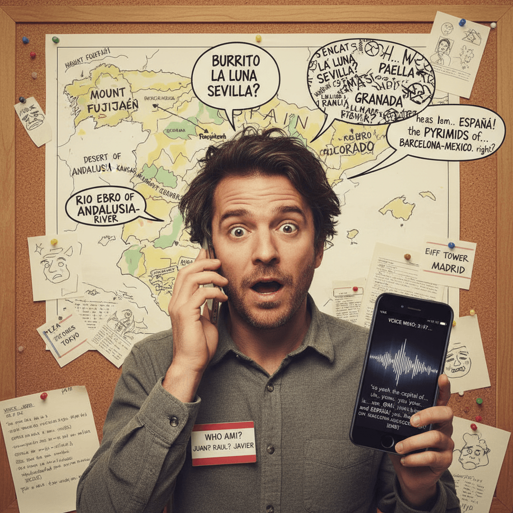 guy forgets what he's saying mid-sentence, invents spanish geography