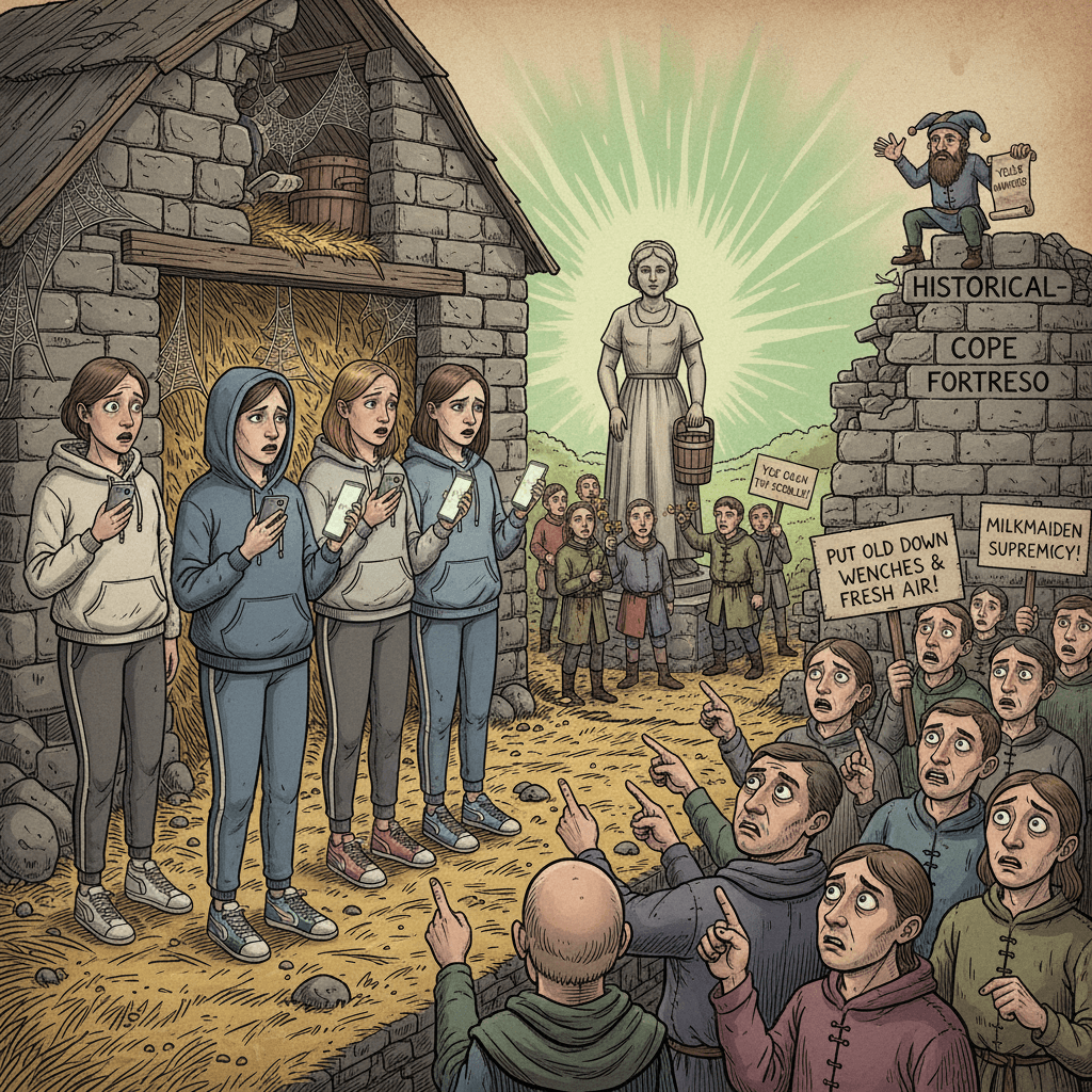 Blames modern women on not touching grass in medieval barns