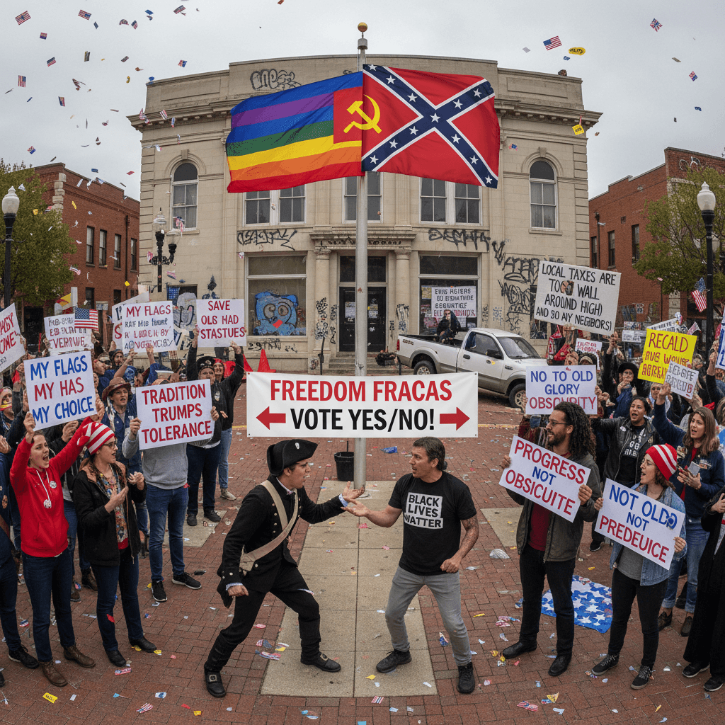 Councillor discovers flags, immediately declares war on fabric