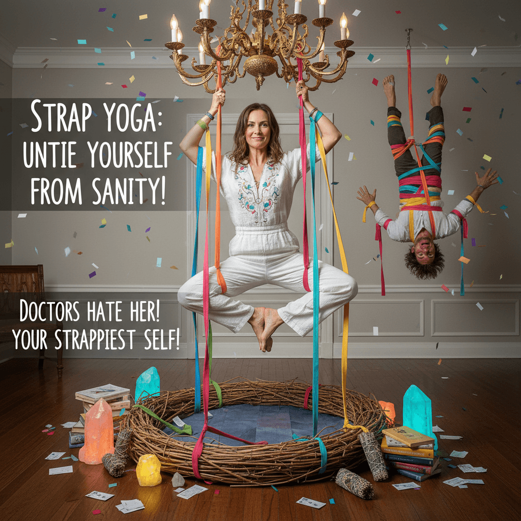 Woman discovers strap yoga solves mental health, your therapist is shaking