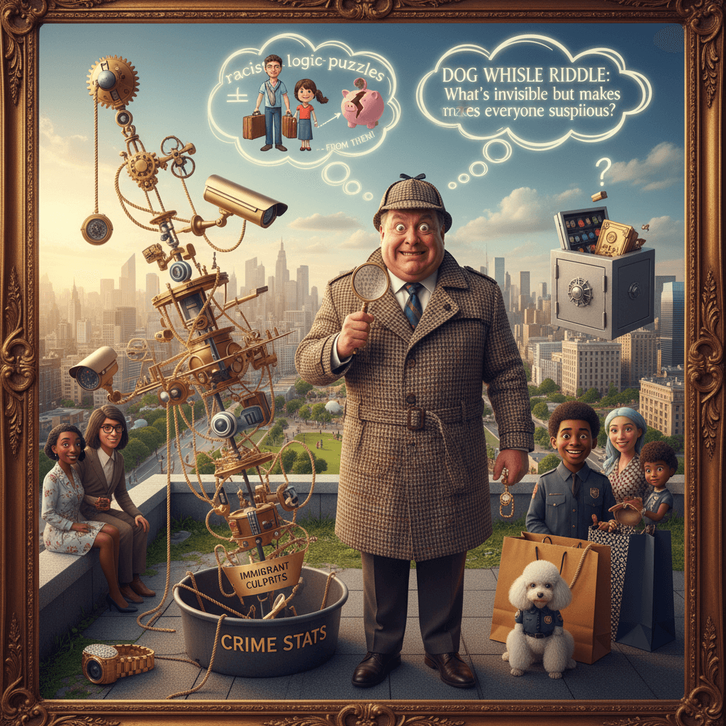 wealthy guy cosplays detective, blames immigrants for safety he's experiencing