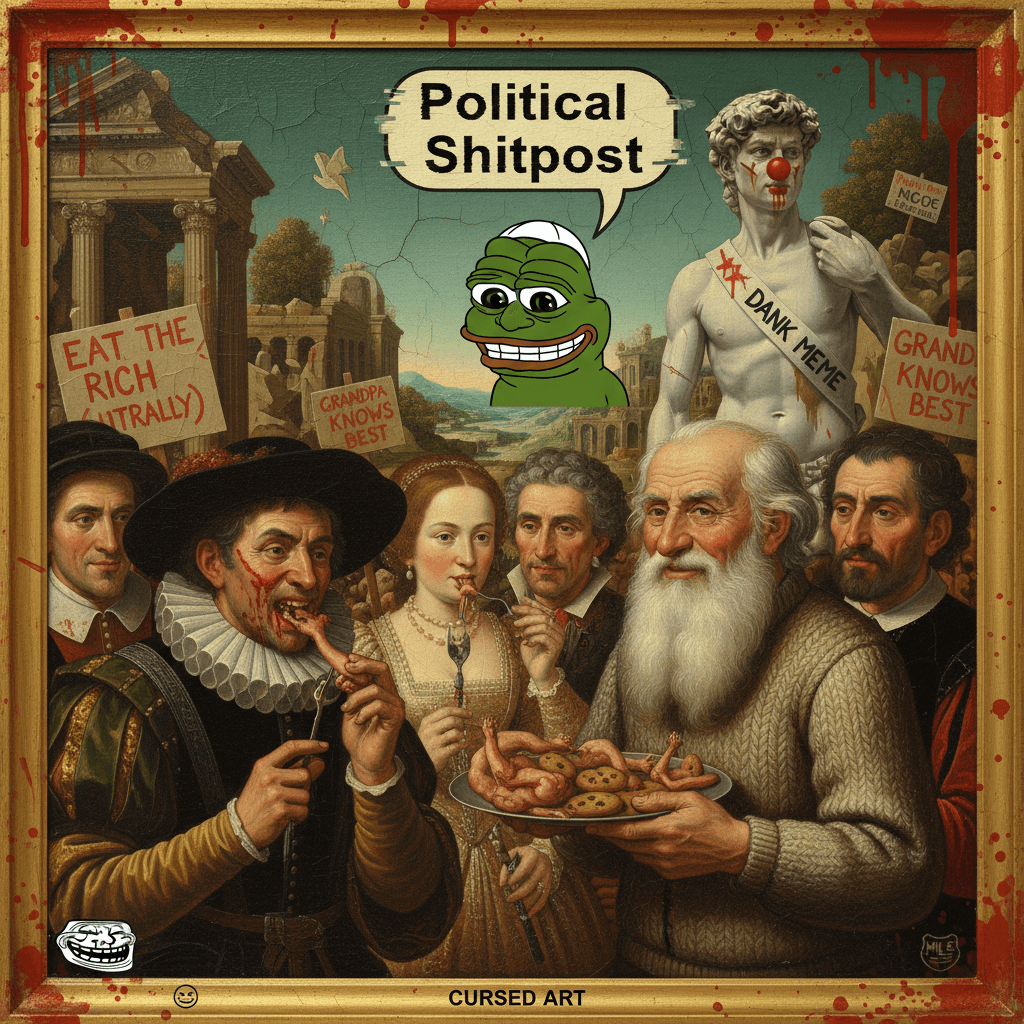 Wholesome grandpa moment meets Renaissance cannibalism fever dream