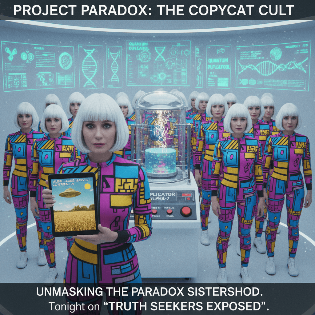 Cloning cult energy meets pop-art dystopia ft. 47 identical women vibes