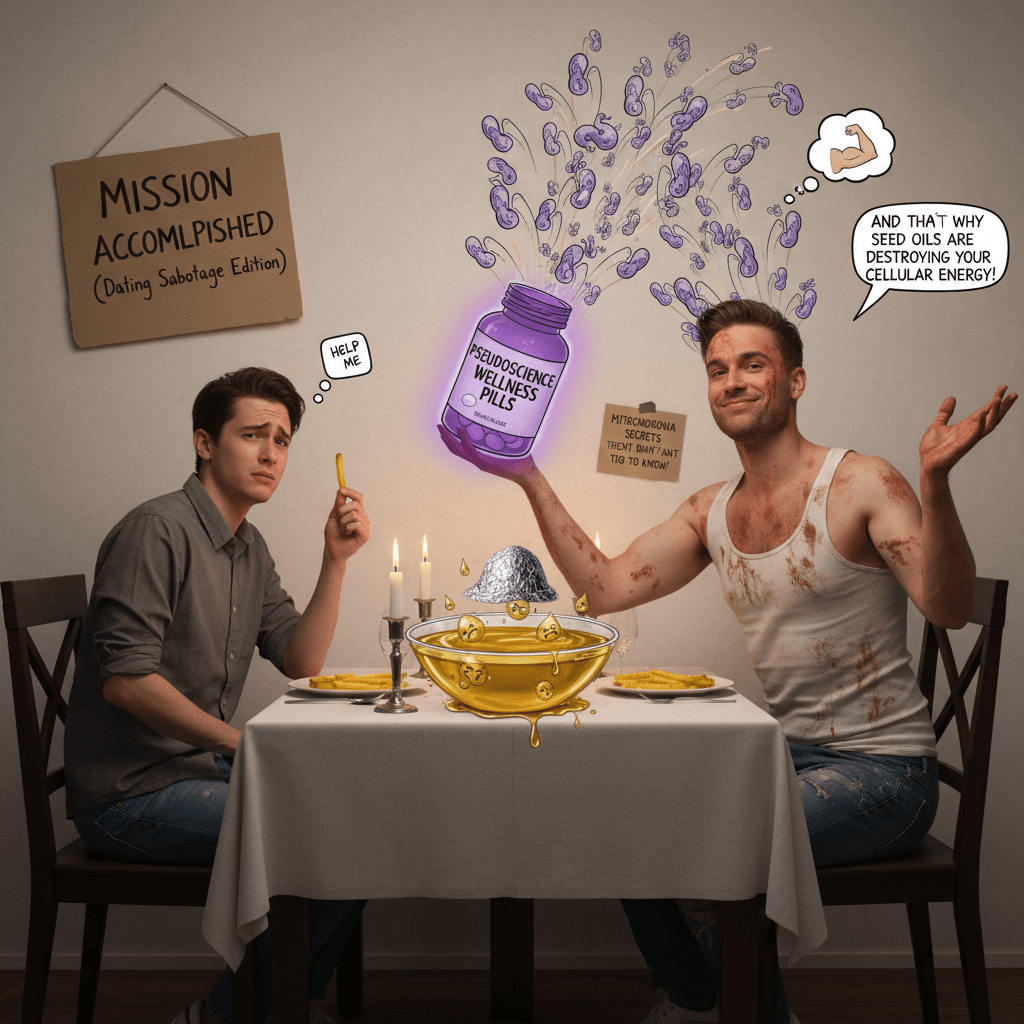 Tanked the date to drop pseudoscience wellness pills, mission accomplished