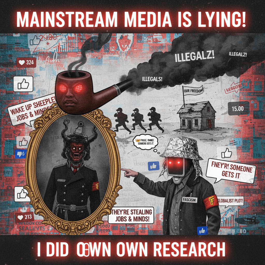 Unhinged political meme blames illegals as smokescreen for fascism