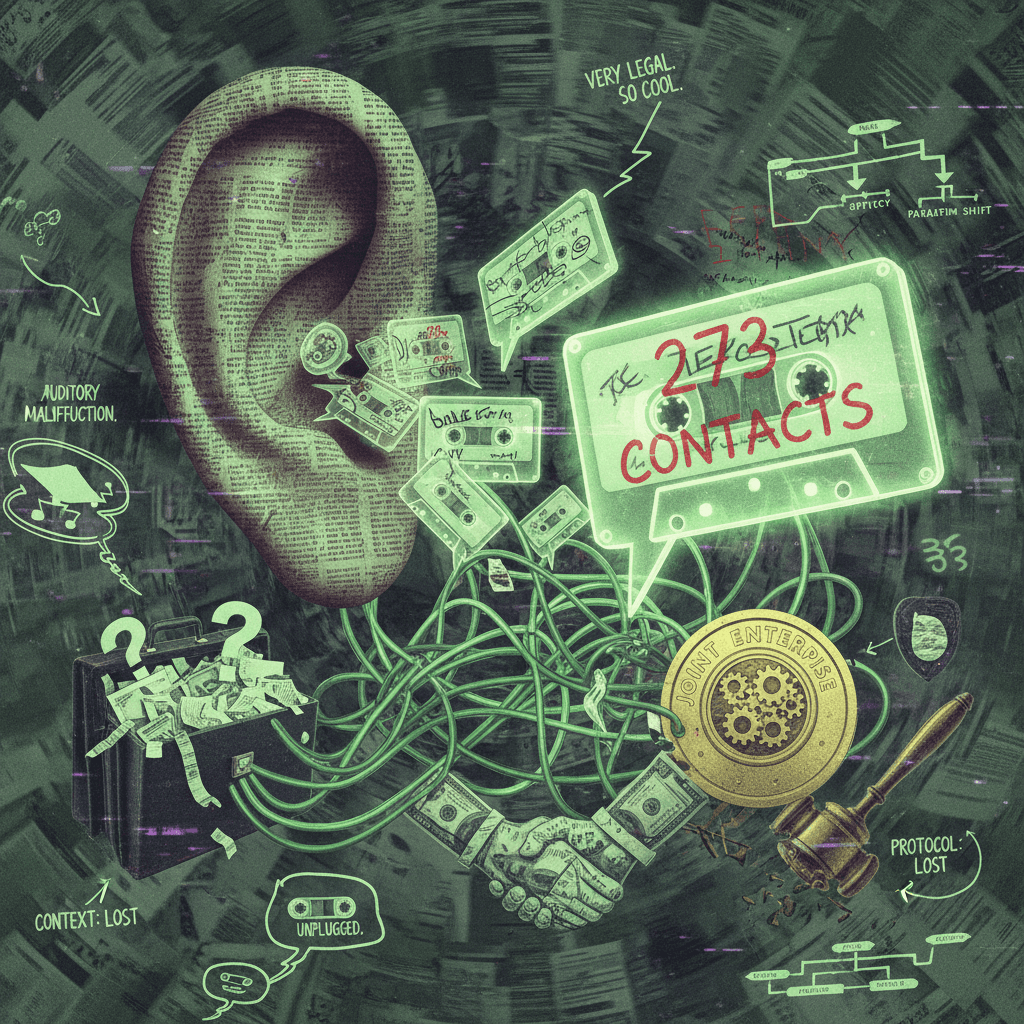 leaked voice memo discussing 273 contacts via 'joint enterprise' (very legal, very cool)