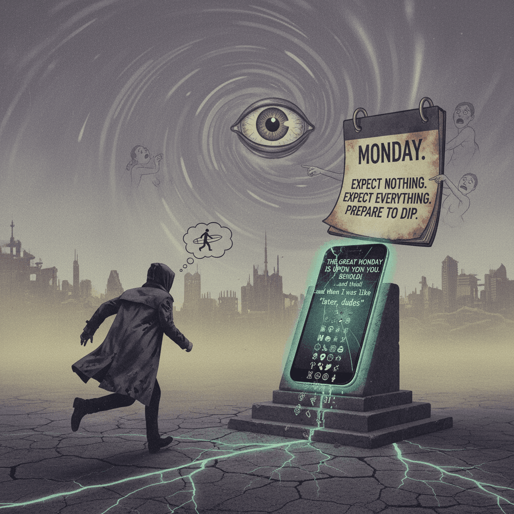 bro really said 'something happens on monday' and dipped