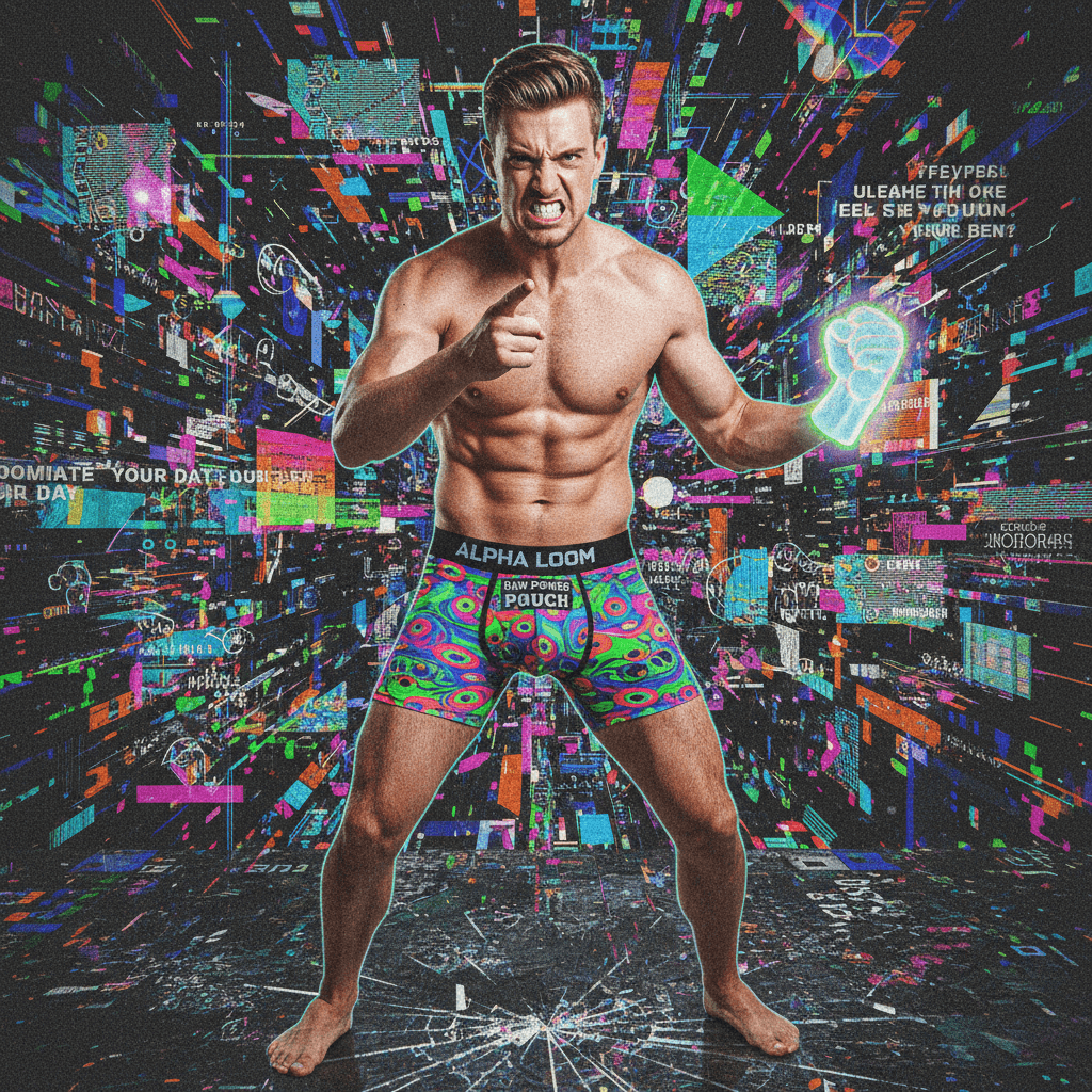 Aggressive underwear marketing meets fever dream pattern design