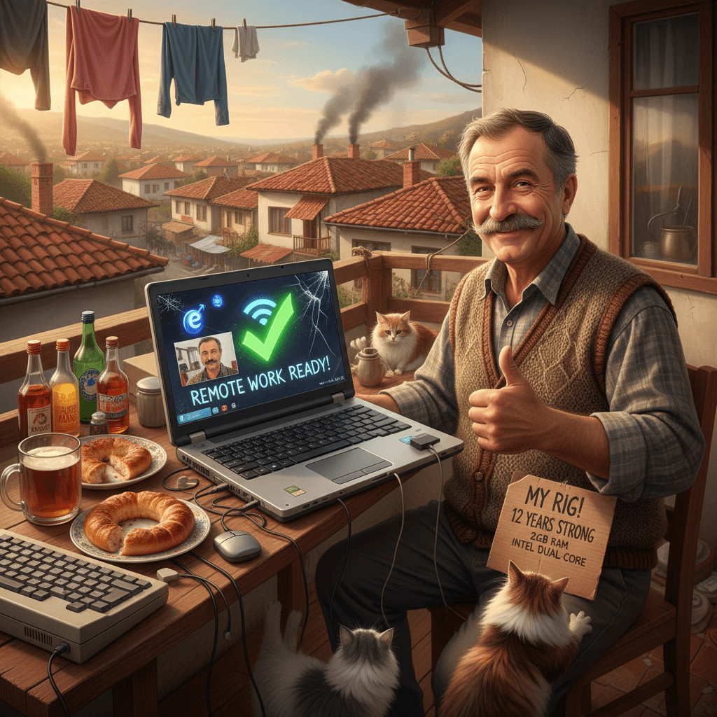 Boomer flexes Windows 7 laptop as remote work qualification