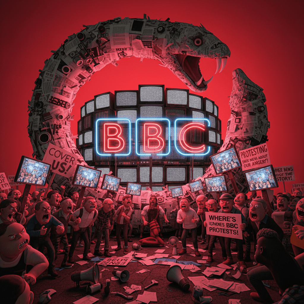 protesters mad BBC won't cover protests about BBC not covering protests