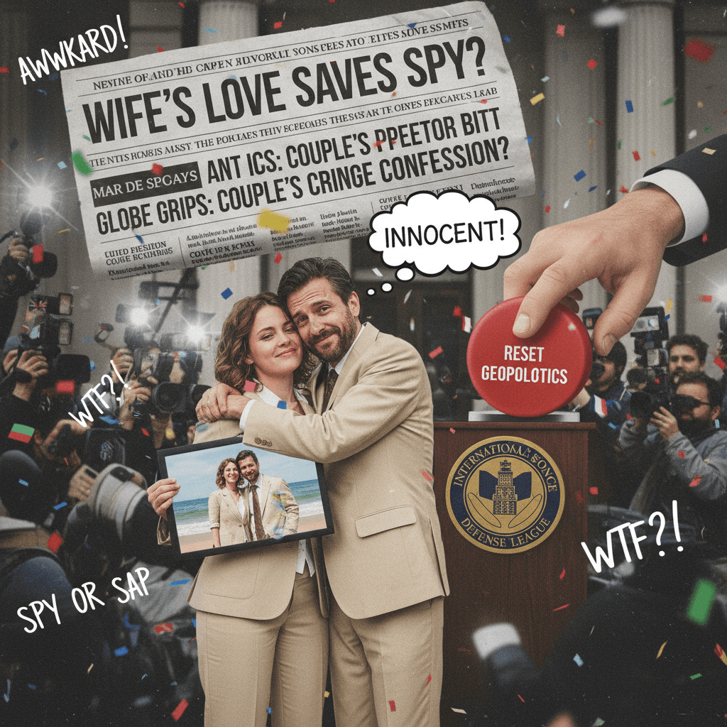 Wife defends husband's totally innocent espionage charges with awkward couple photo
