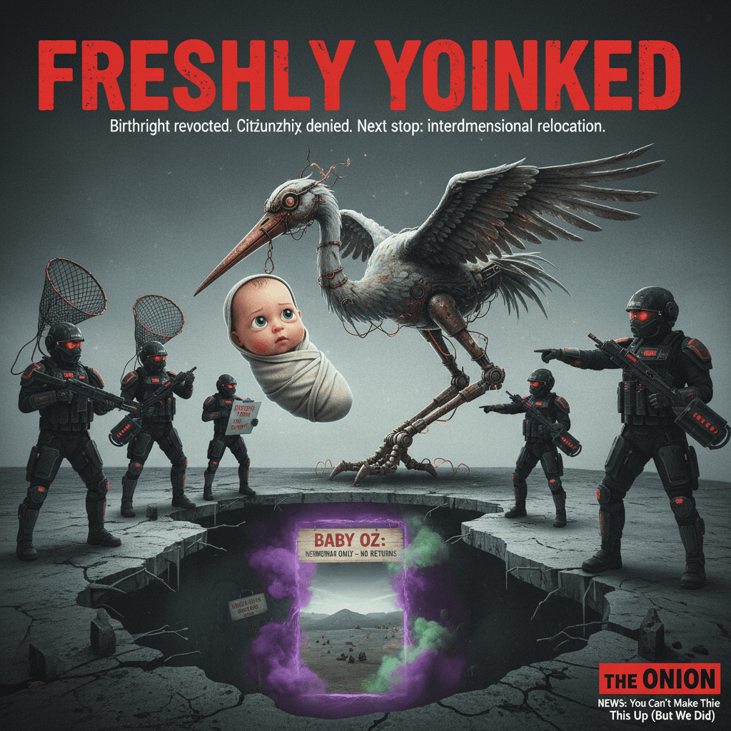 armed tactical team ready to deport the freshly yoinked newborn