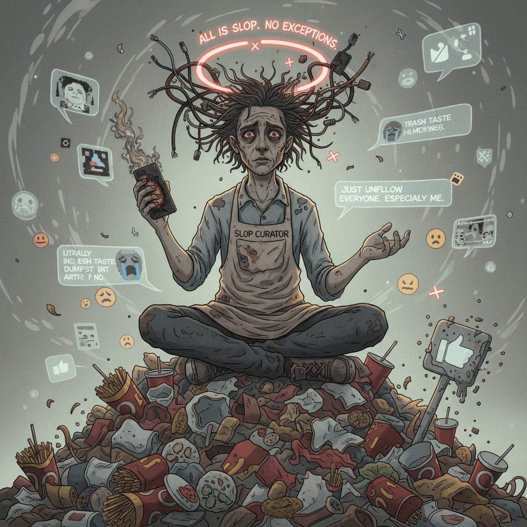 slop curator achieves enlightenment: everything sucks, including this take