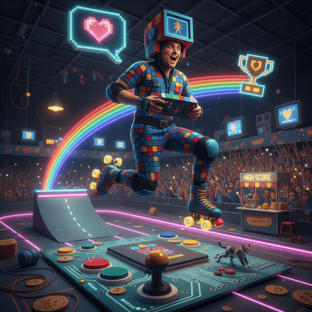 man discovers his calling through 8-bit roller derby