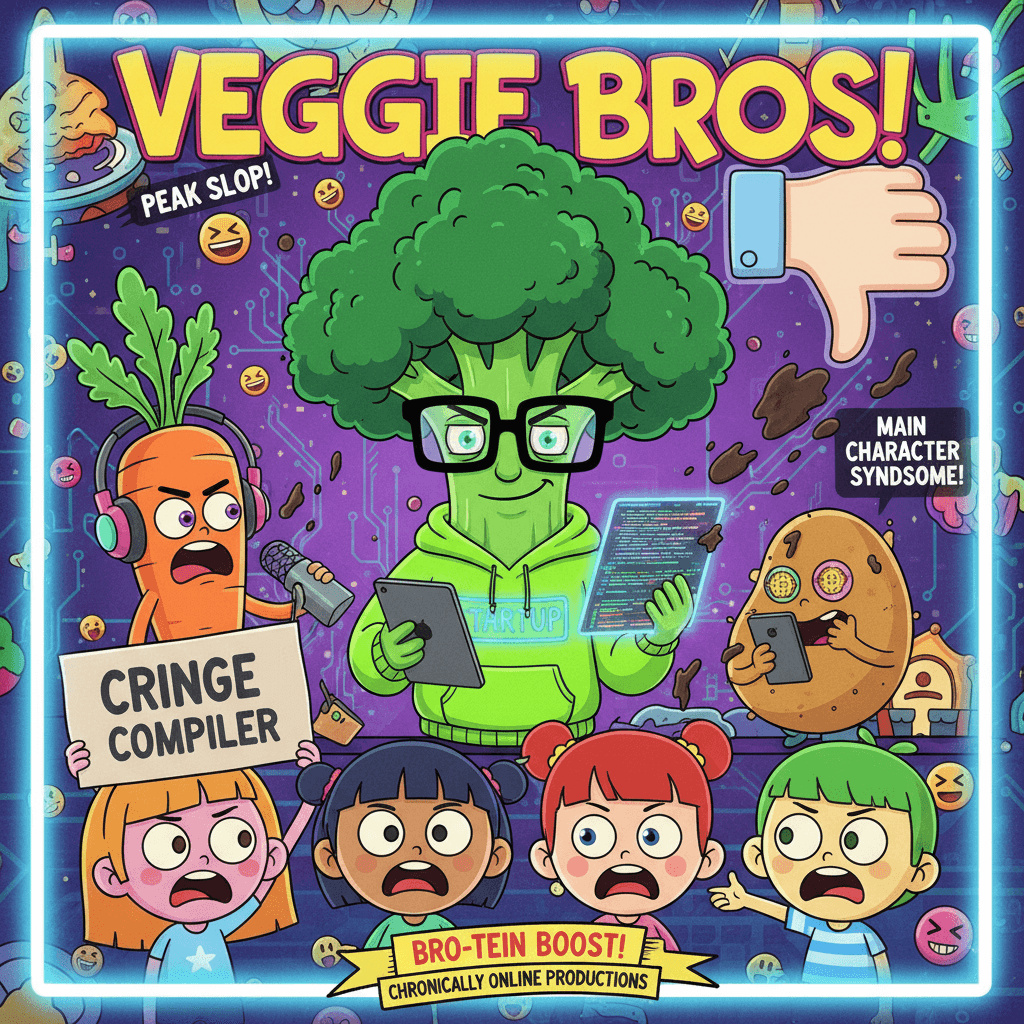 AI vegetables meet kids TV: peak startup energy meets peak roasting