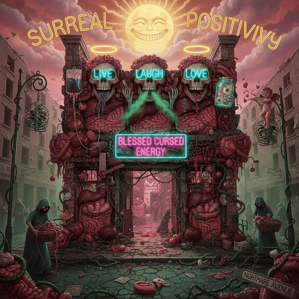 Live Laugh Love but make it organ harvesting and architectural despair