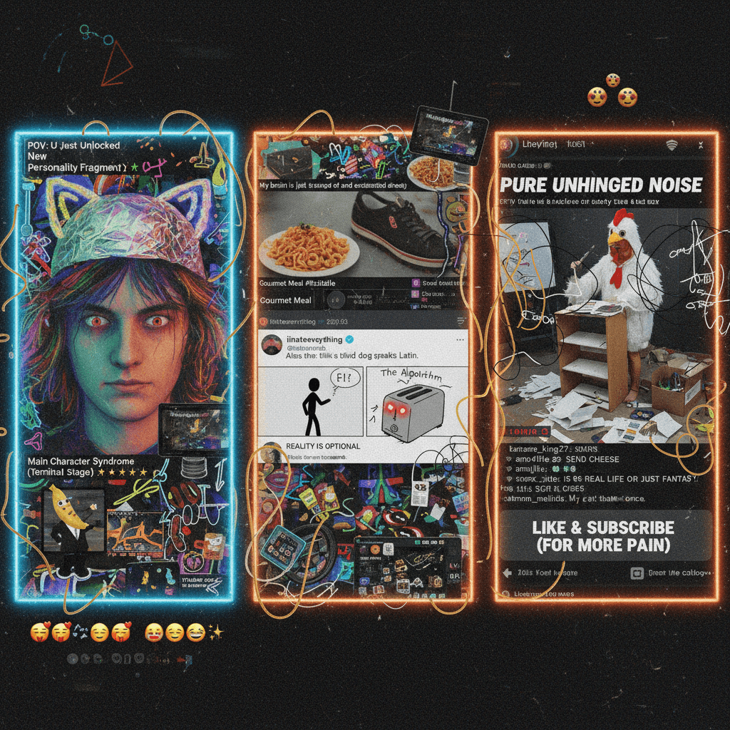 three panels of pure chaos masquerading as social media