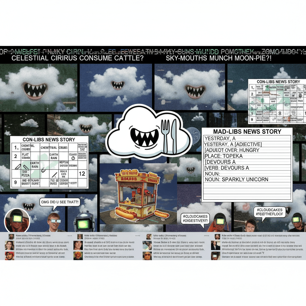 unhinged news ticker discovers clouds have appetites