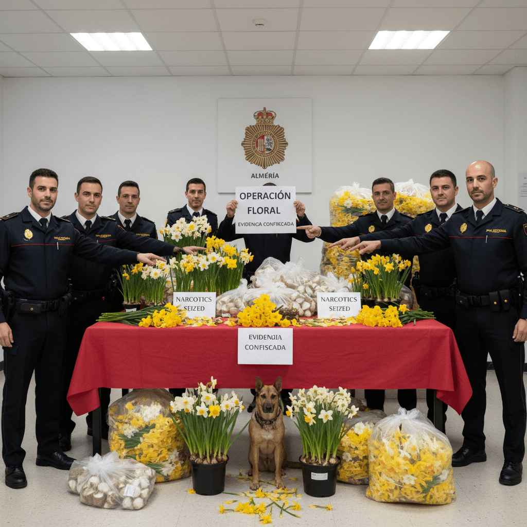 Almería PD shows off seized narcotics in official evidence photo
