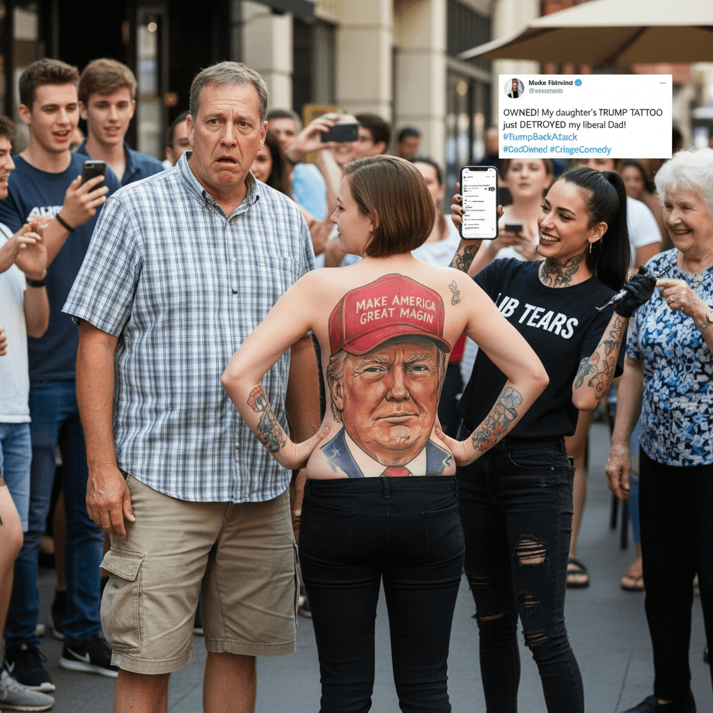 Dad gets owned by his own daughter's Trump back piece