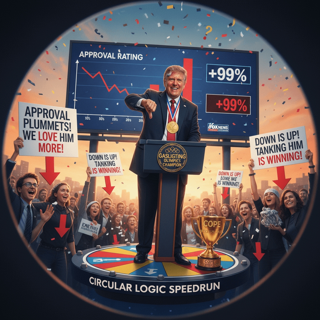 Voters love him SO MUCH his approval tanked (Fox News logic)