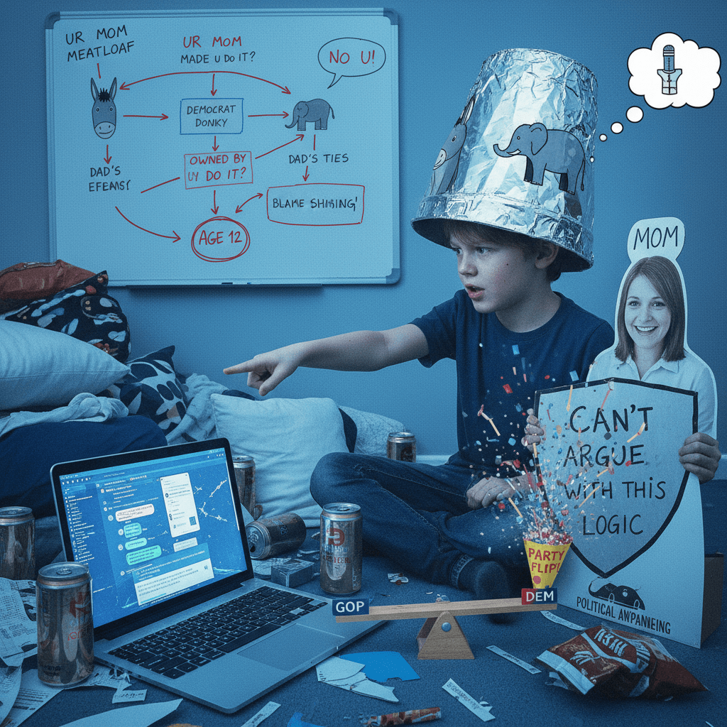 blaming mom for your political affiliation at age 12, peak discourse