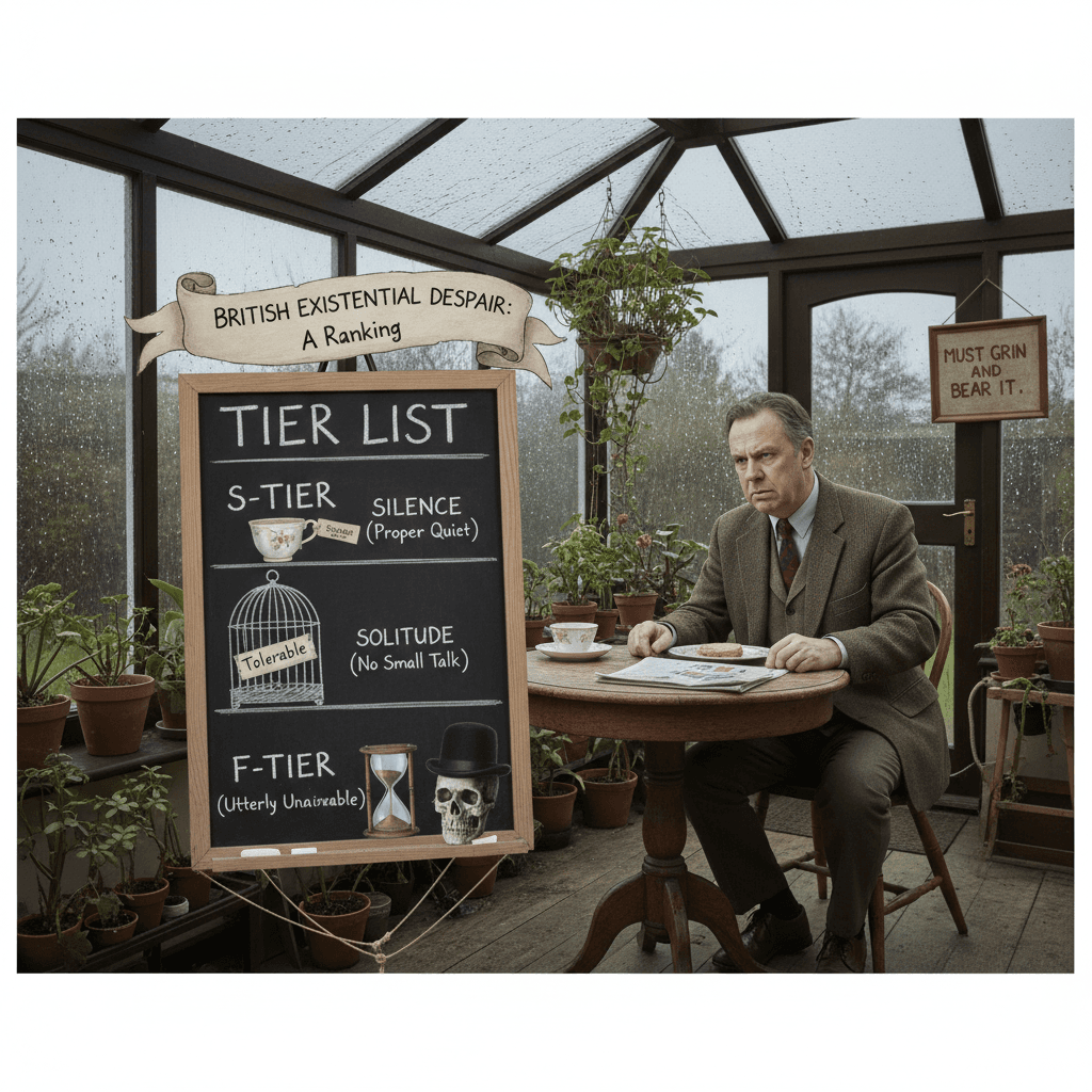 British person's tier list: silence, solitude, and mortality