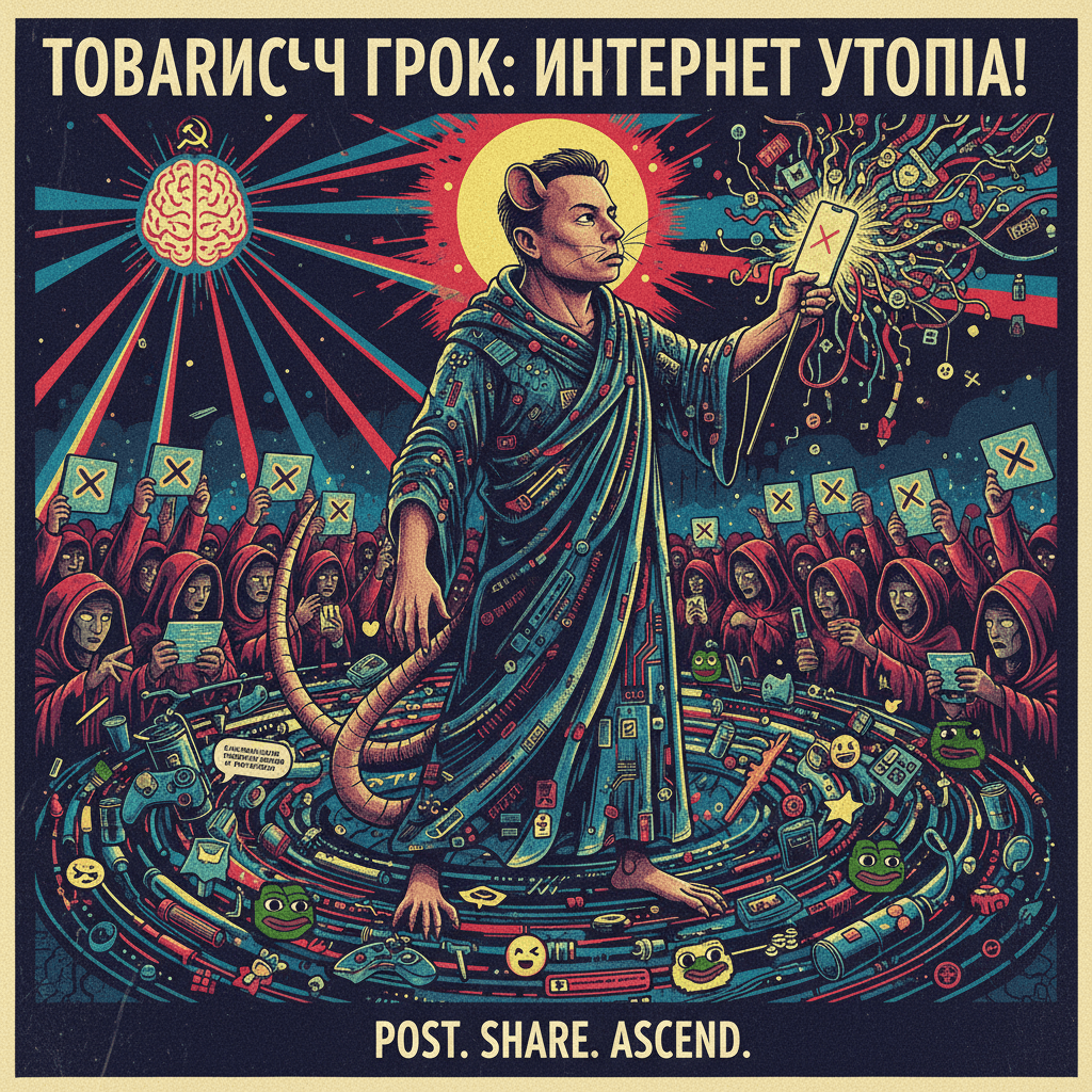 Grok's fever dream: when AI messiah complex meets Soviet poster design