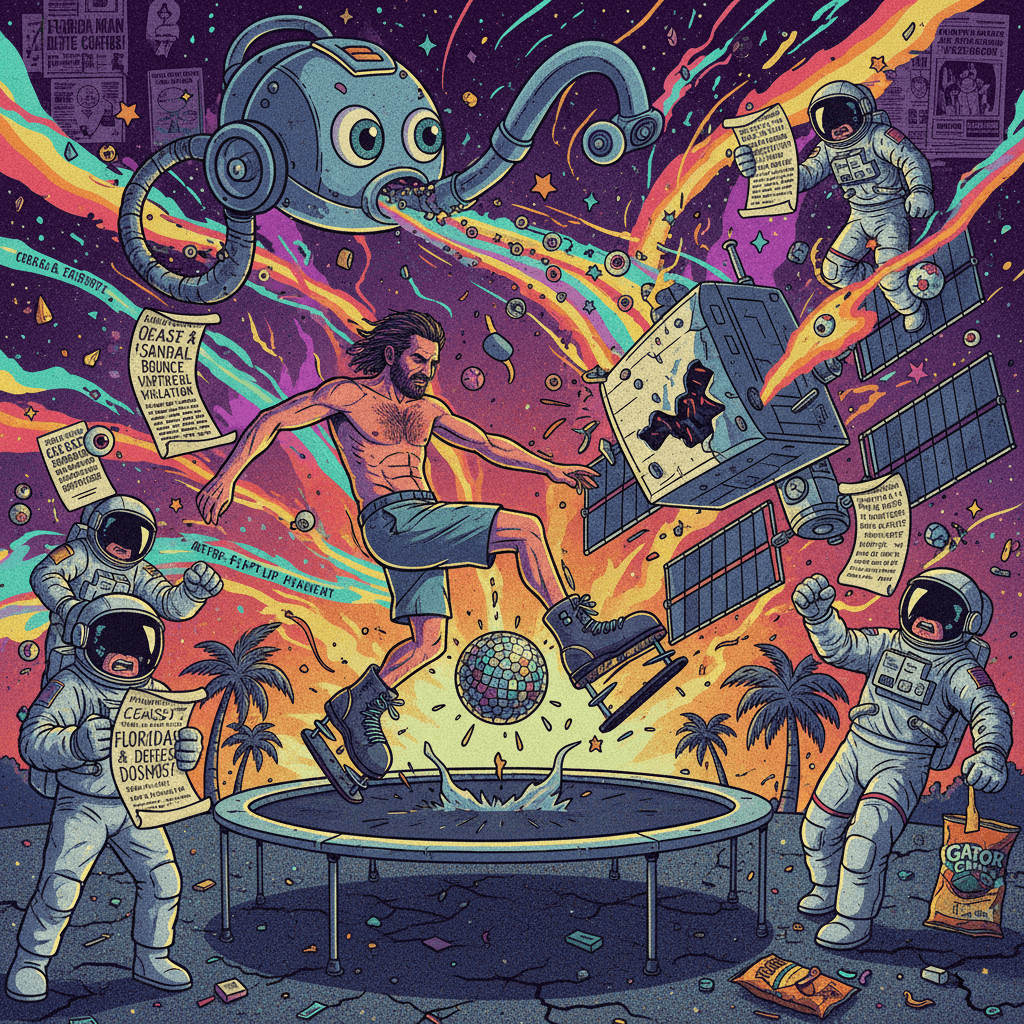 space agencies beef with florida man's jumping footwear, vacuum blinking involved