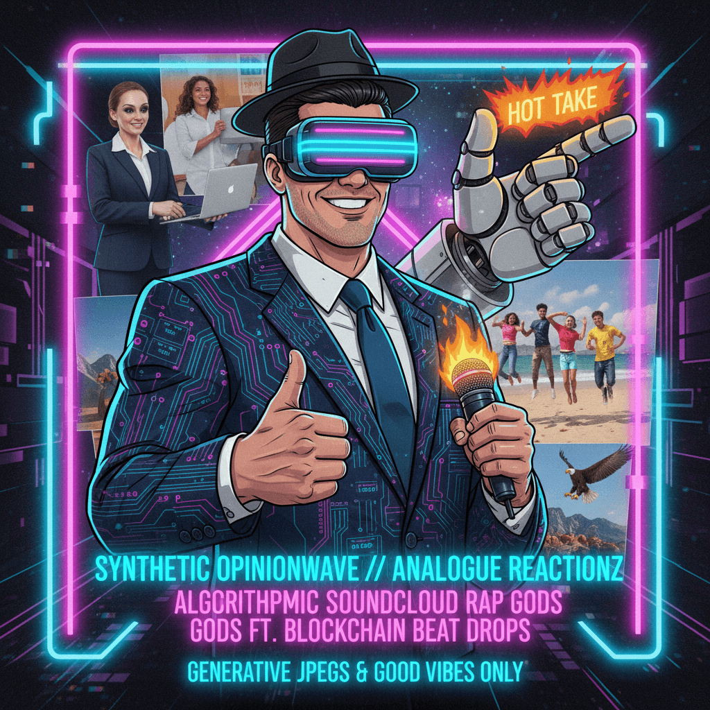 Generic hot-take energy meets stock footage enthusiasm